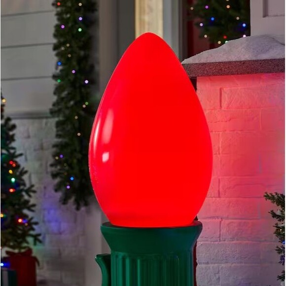 HOME ACCENTS HOLIDAYS 3 Ft Battery Operated LED Jumbo Bulb Blow Mold  RED - Picture 2 of 3